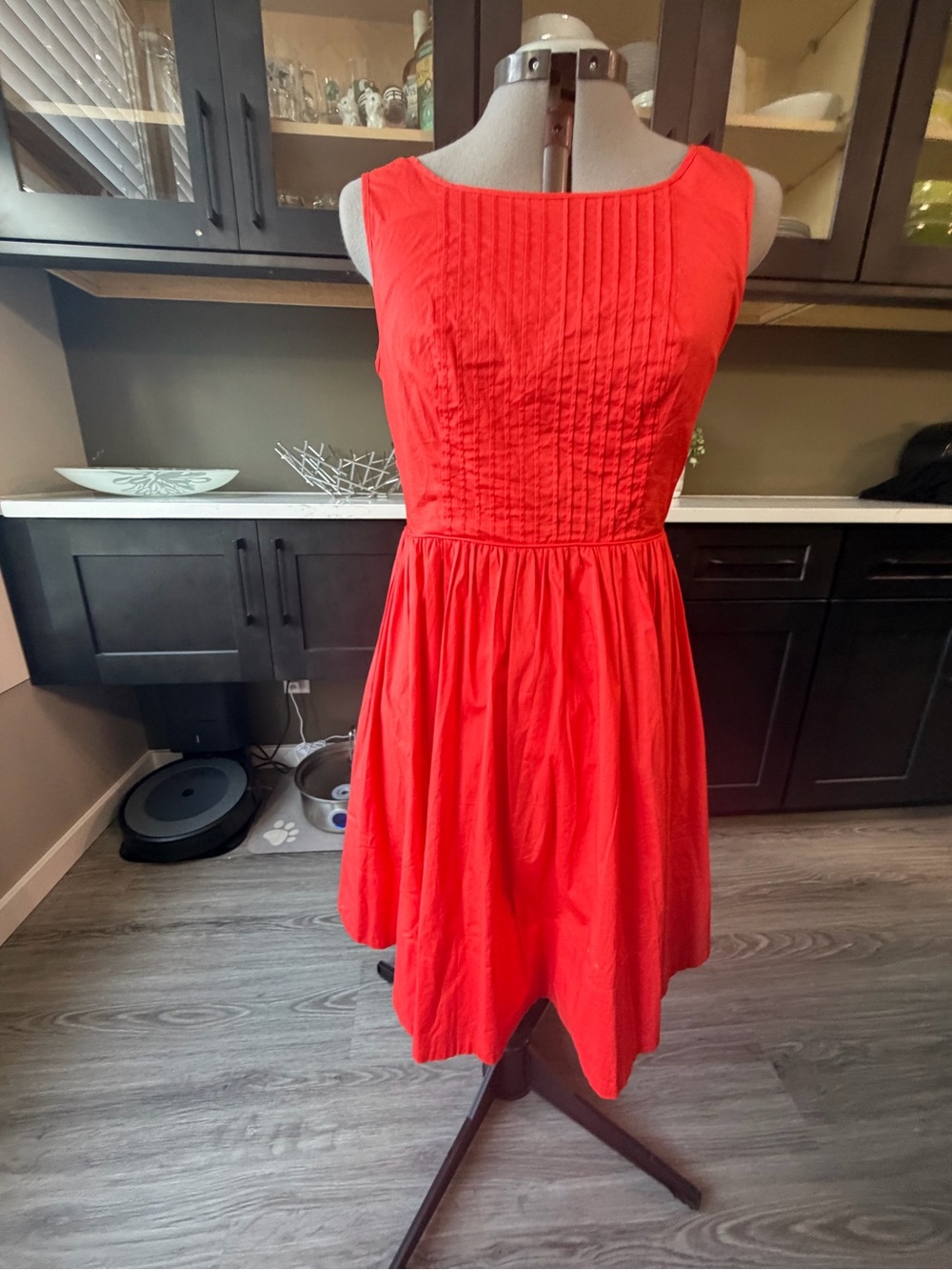 Anthropologie Women’s Sleeveless Fit-and-Flare Dress in Bright coral Red